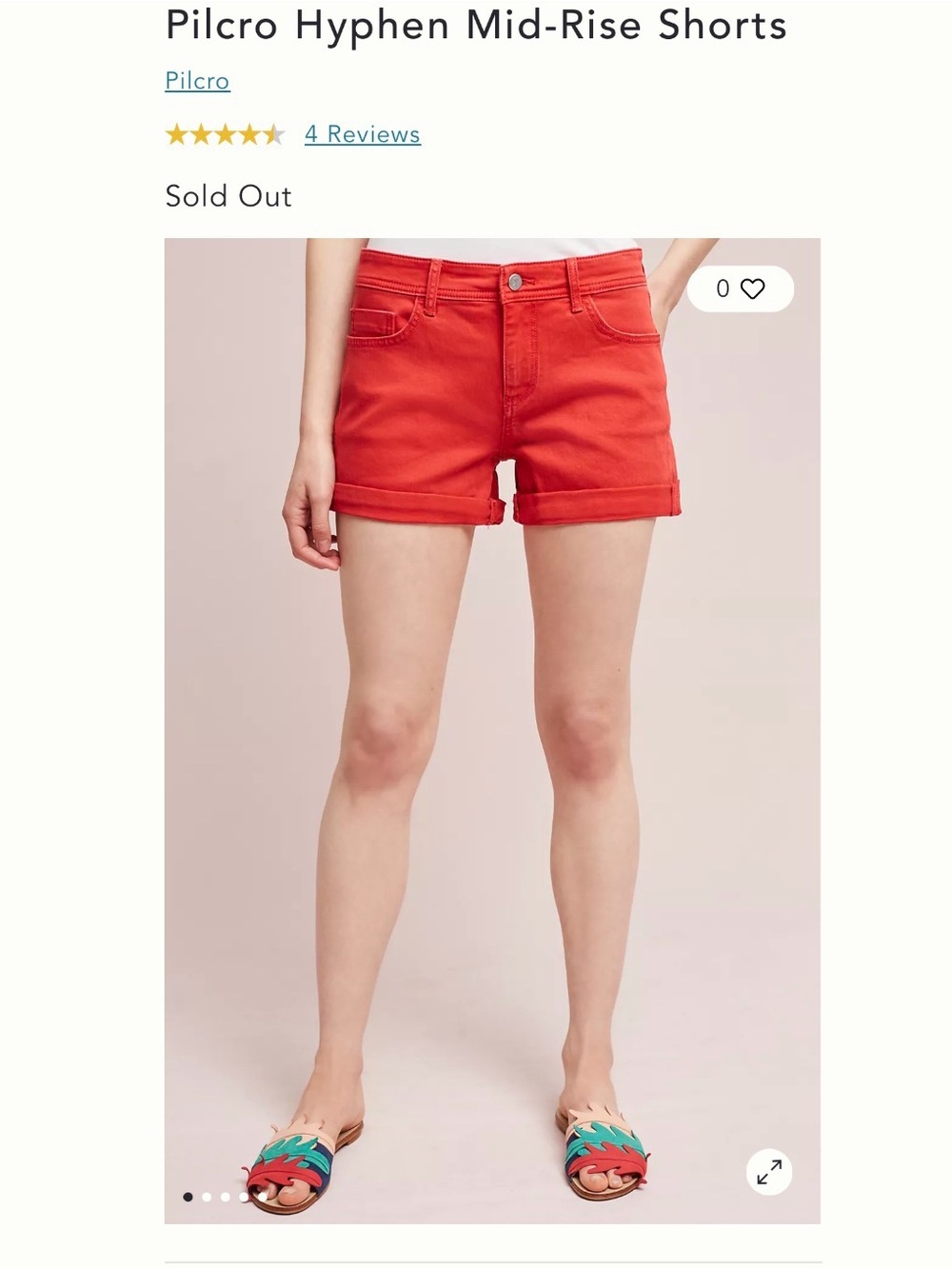 Pilcro Coral-Red Mid-Rise Jean Shorts
